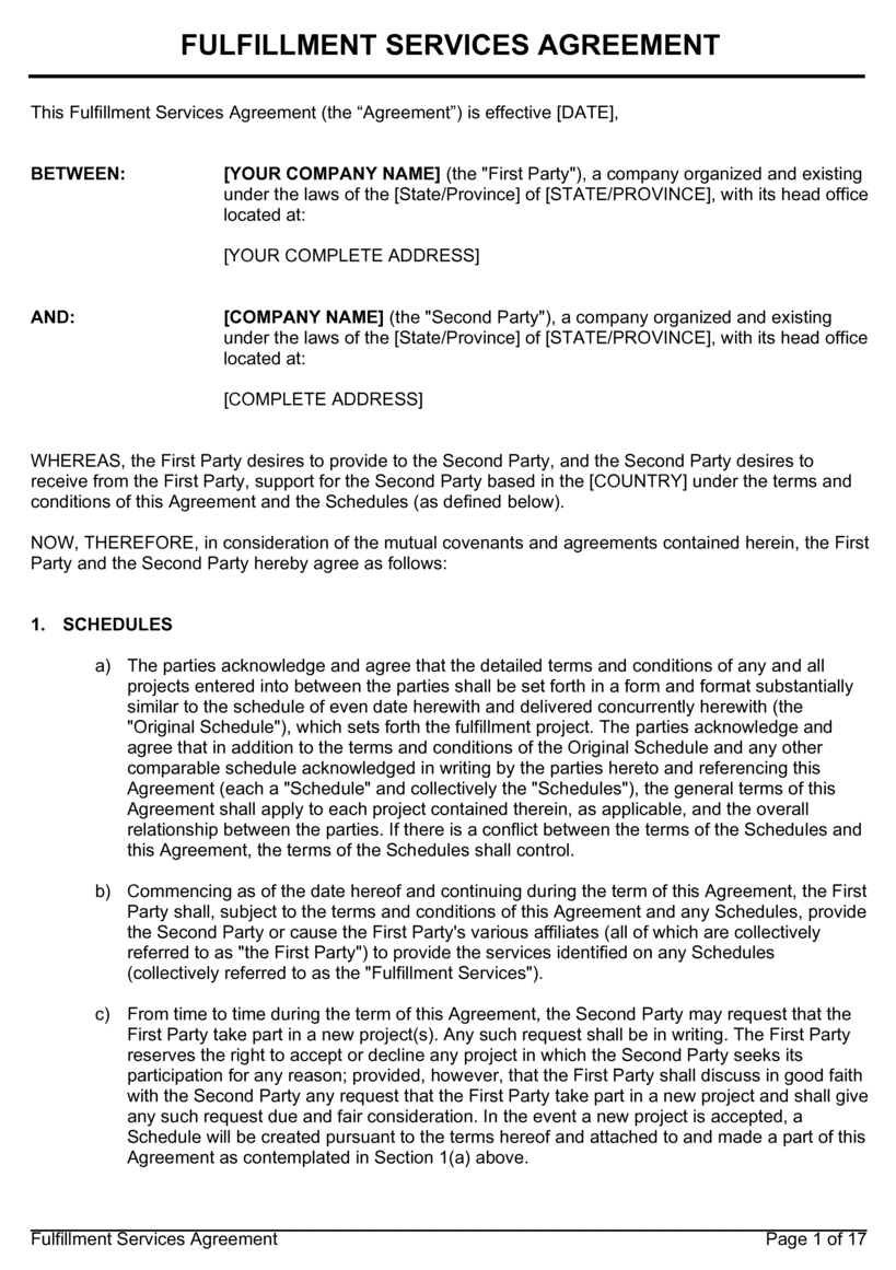 fufillment example service agreement e1710860826467