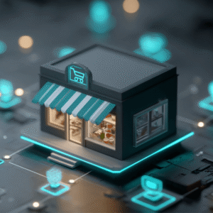 An e-commerce merchant accounts digital graphic.