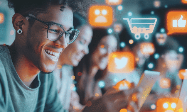 User making an e-commerce purchase.