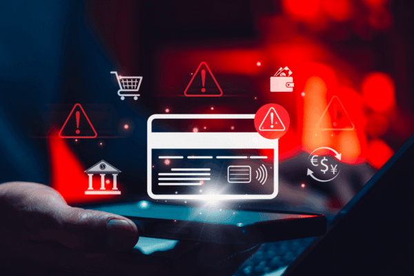 Digital payment fraud alert graphic.