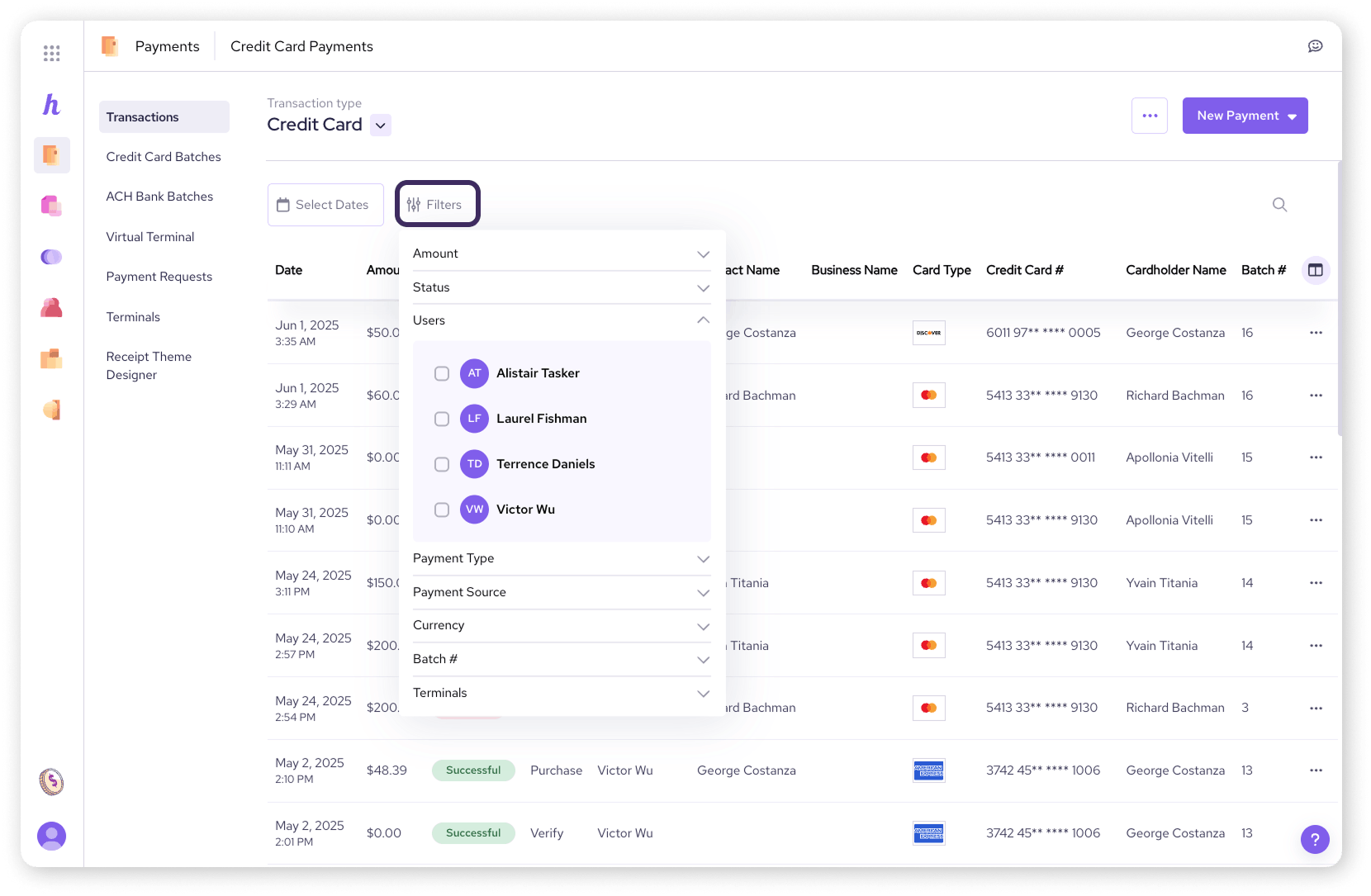Helcim payments dashboard.