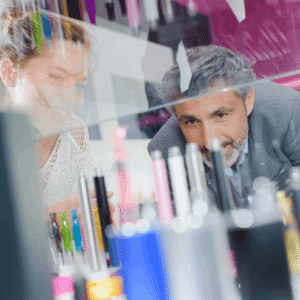 Inspecting vape shop goods and wares.